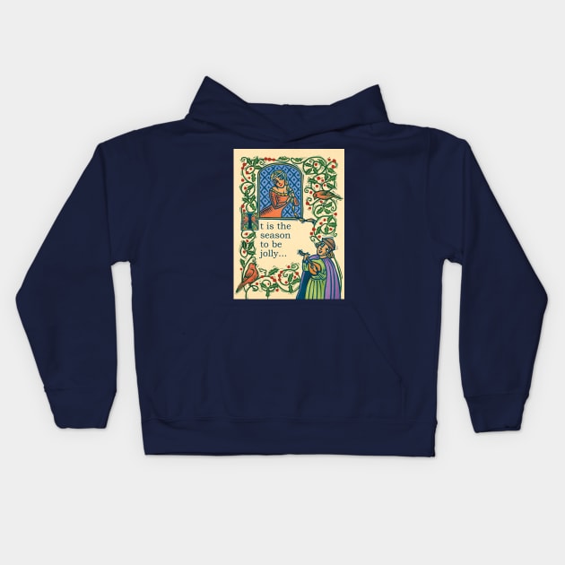 Medieval Minstrel Christmas Kids Hoodie by Sue Todd Illustration